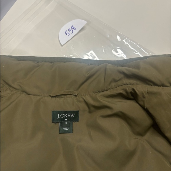 J. Crew Down Filled Quilted Puffer Vest Cozy Full Zip Olive Green Size Small - Picture 7 of 7